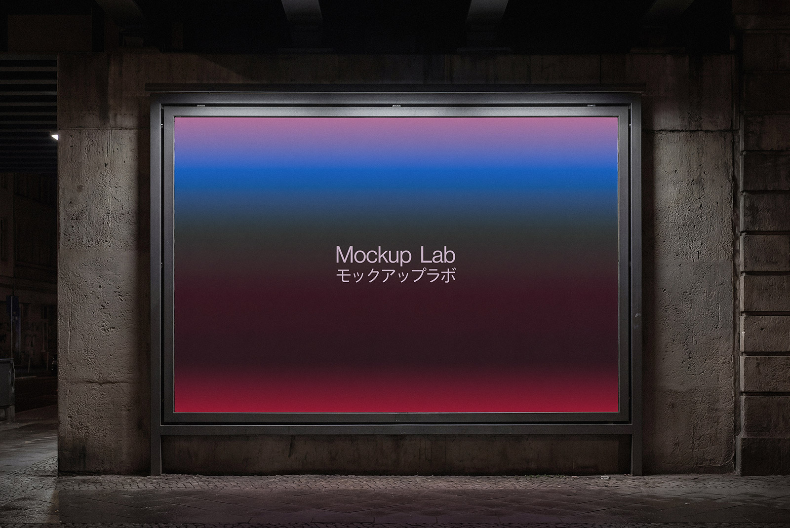 Front view of a large billboard mockup displaying a custom design against a clear sky.